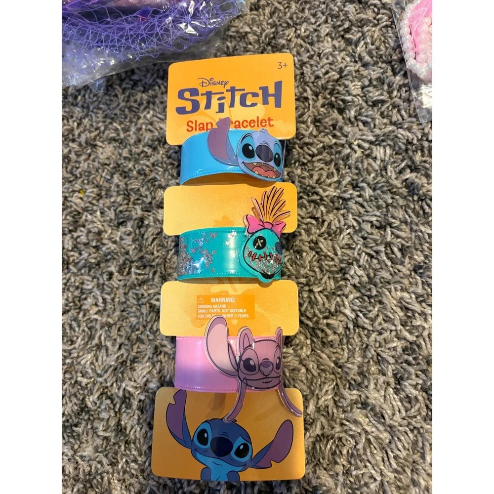Disney Stitch Slap Bracelets and Girls Tea Party Dress Up Accessory Lot Purple